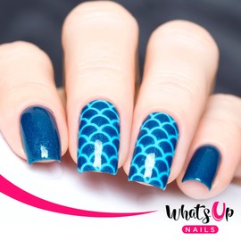 Whats Up Nails - Scales Mermaid Vinyl Stencils for Nail Art Design (1 Sheet, 12 Stencils)