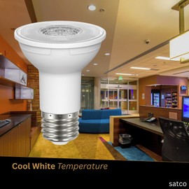 Satco LED PAR20 Lamp 5.5W 50W Equivalent 4000K Cool White 90+ CRI 40° Beam Angle Dimmable Medium Base 120V Clear Finish – Part S22211 (6 Pack)