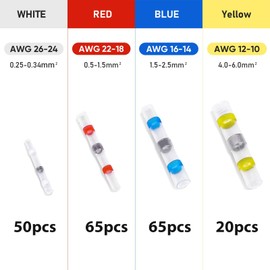 Solder Seal Wire Connectors, Heat Shrink Butt Connectors, Waterproof and Insulated Electrical Wire Terminals, Butt Splice, for Marine Automotive Boat Truck Wire Joint (201Pcs)