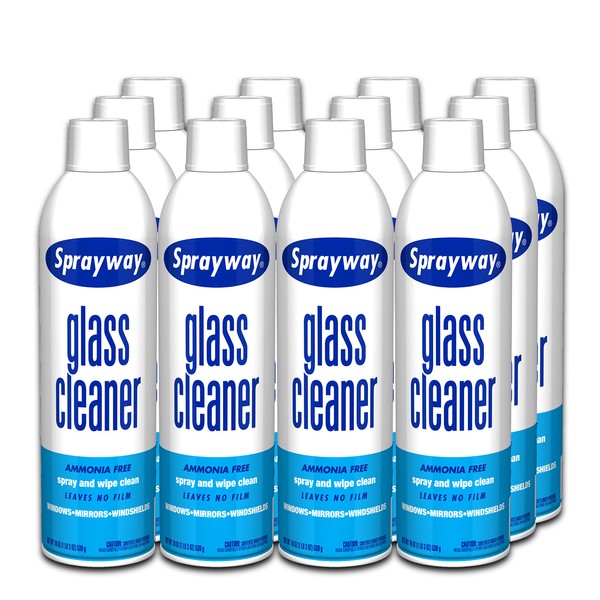 Sprayway Glass Cleaner with Foaming Spray for a Streak-Free Shine for Home and Automotive Use, 19 oz., Pack of 12