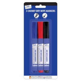Just Stationery 1141 Chunky Dry Wipe Board Markers, Pack of 3
