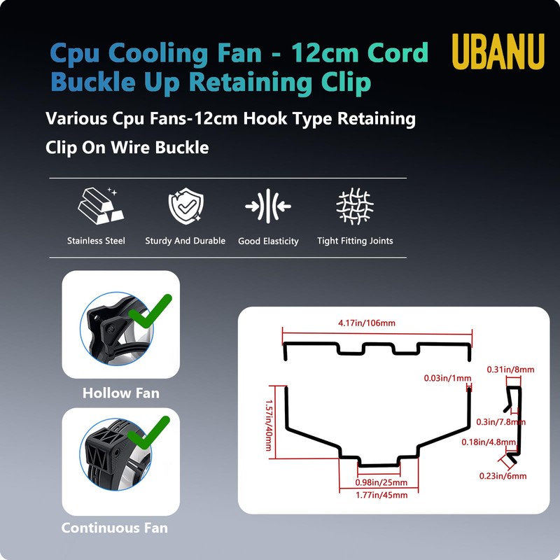 UBANU CPU Radiator Fan Clip 4 Pack Computer Motherboard CPU
