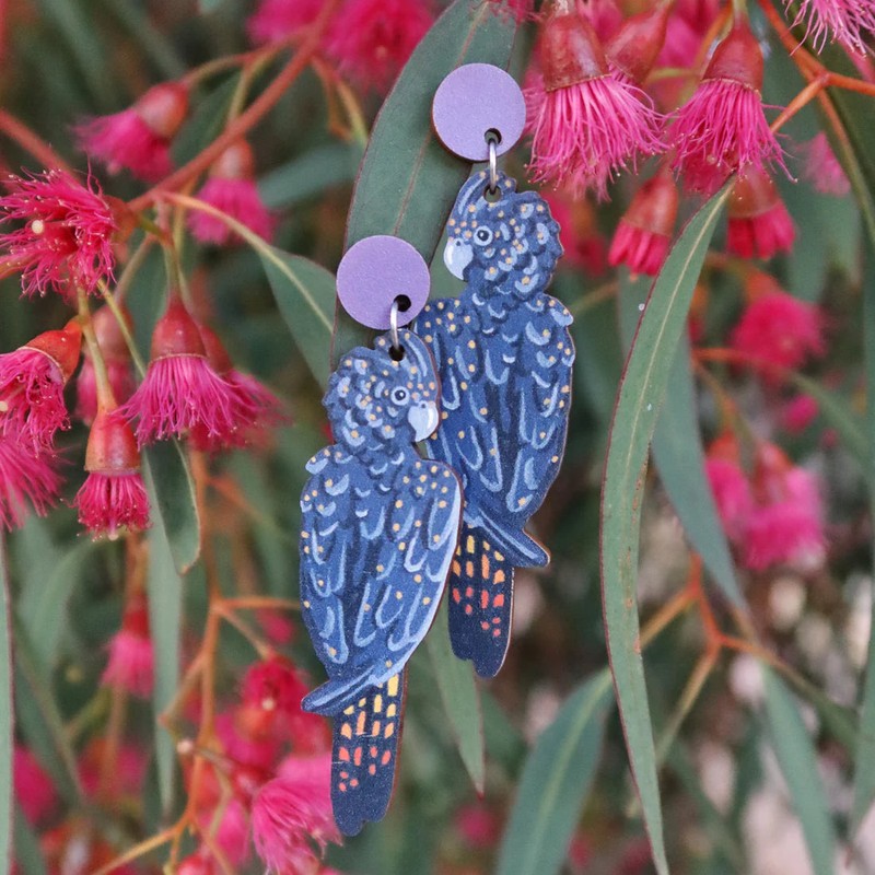 Pixie Nut & Co. Black Cockatoo Earrings
