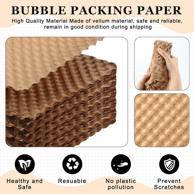 Paper Bubble Wrap Eco Cushioning Wrap, Packing Supplies for Storing