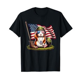 Salute Guinea Pig American USA Flag Memorial Day 4th of July T-Shirt for Women Kids Men