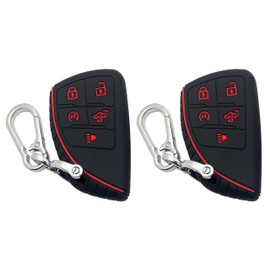 Vruwcey 2PCS Key Fob Cover for Chevy Accessories Key Fob Case for Chevy Silverado 1500 Sierra 1500, 2024 2025 Silverado Sierra 2500HD 3500HD Silicone Protector (Black with red Black with red)