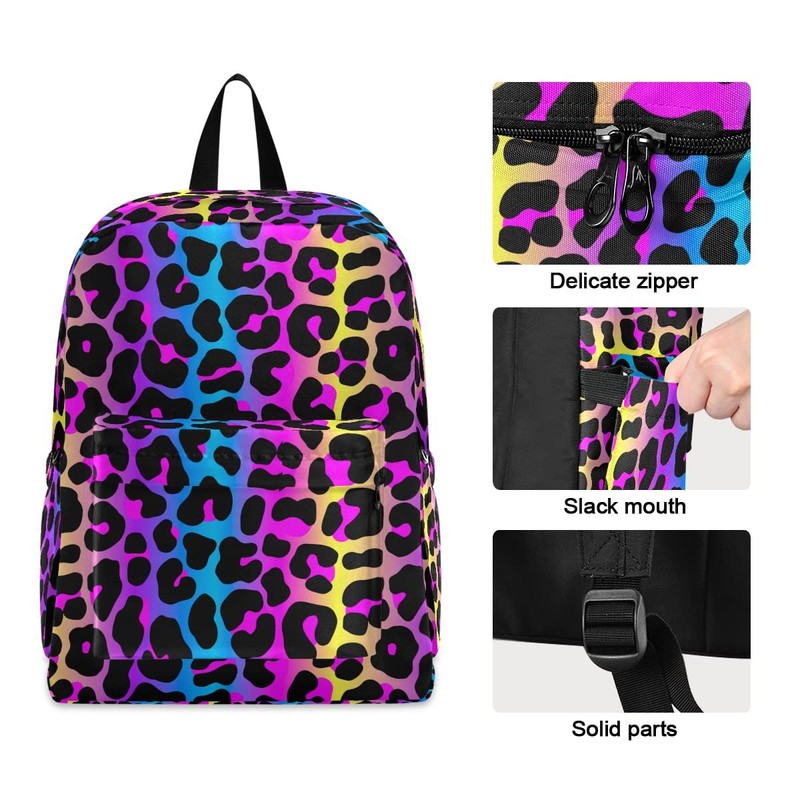 senya Backpack Travel Rucksack, Leopard Print Cheetah Neon Gradient Lightweight