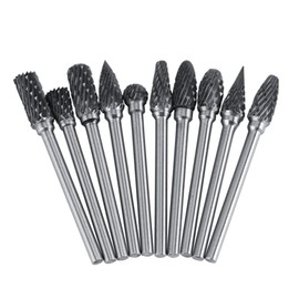 10pcs Rotary Burrs Set, Tungsten Carbide Steel Rotary Files Burr Set 3mm Shank 6mm Cutting Head Diameter for Die Grinder Drill,Polishing,Engraving,Drilling(Double Pattern)