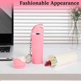 ZIZAISM Keychain Lipbalm Holder for Owala, Mini Water Bottle Keychain Chapstick Holder Pink & Pink - 2 Pack
