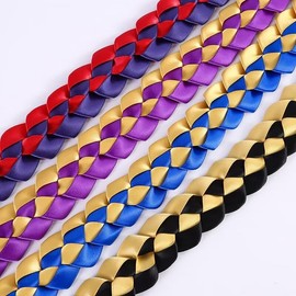 Azusa Sun Graduation Leis Ribbon Necklace Lei Necklace Double Braided Class Of 2024 Graduation Necklace High School College Graduation Party Accessories for Women Men Graduation Gift - White