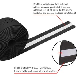 TOPCABIN Bicycle Handlebar Tapes, 2 Rolls, Comfortable Handlebar Tape for City Bike, Road Bike, Handlebar Tape with Bar Plugs (PU (Black))