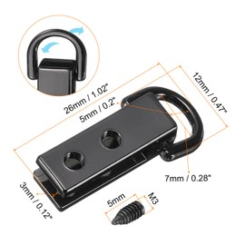 QUARKZMAN Bag Side Clip Buckle - Pack of 12 0.28 Inch Metal Hanging Handbag Strap Connector with D-Ring for DIY, Purse, Crossbody Shoulder (Metallic Black, 26 mm)