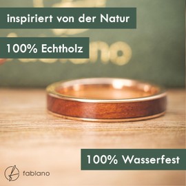 fablano Wooden Rings [100% Natural] for Rings Women and Men – Available as Ring Gold, Ring Silver, Ring Black & Rose Gold Women's Ring – Perfect Wedding Rings, Engagement Ring Women, Partner Rings,