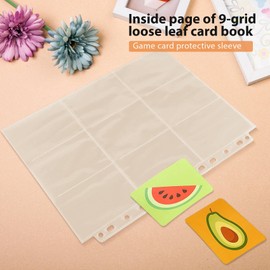 Veumoie Pockets Double-Sided Trading Card Pages Sleeves 9-Pocket Clear Plastic Game Card Protectors for Fit 3 Ring Binder
