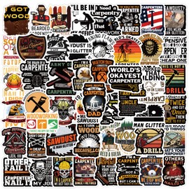 63Pcs Carpenter Stickers Pack, Cool Vinyl Waterproof Sticker Decals for Water Bottle,Laptop,Helmet,Hard Hat,Phone,Scrapbooking,Journaling Gifts for Men Adults Teens Kids…