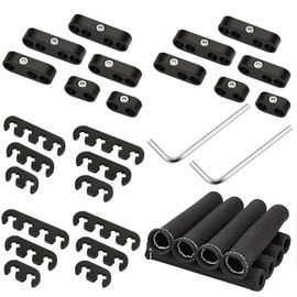 Baieasy 24PCS Spark Plug Wire Separator Kit with 8PCS Heat Shield Sleeves, Ignition Wire Divider Clip Holder Set, Fits 7mm 8mm Wires, with L-Type Wrench – Black