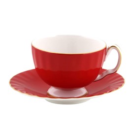 Ainsley Cottage Garden Tea Cup & Saucer Oban 297305206C Red