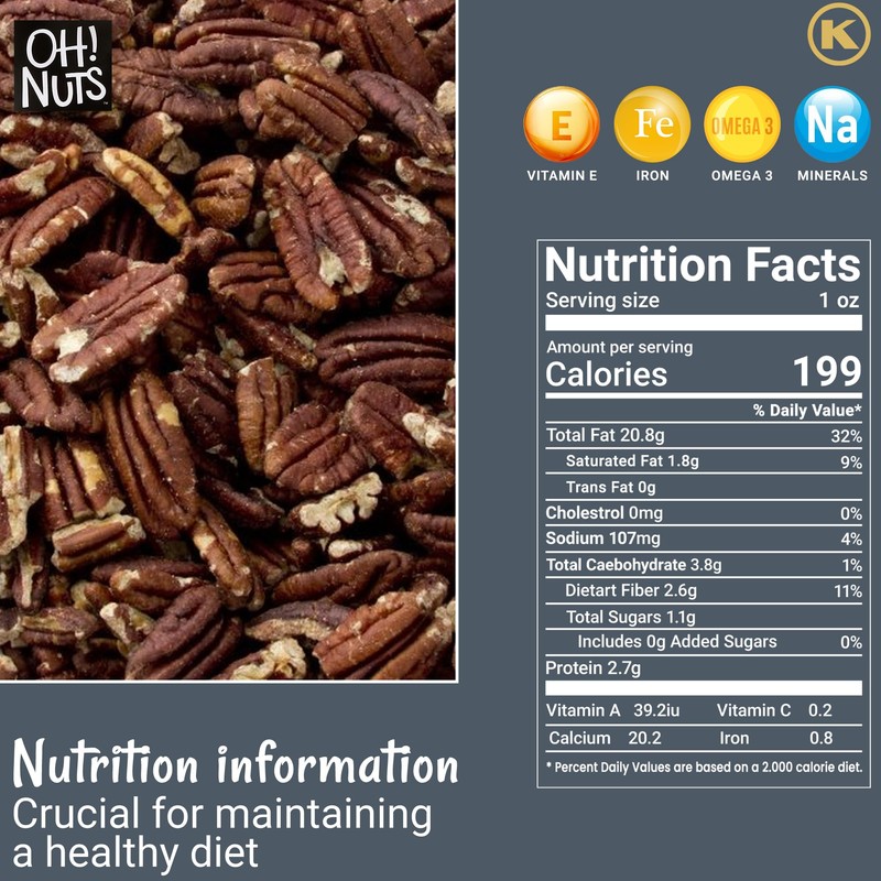 Oh! Nuts Pecans Dry Roasted Salted - All Natural Salted