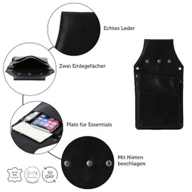 Gusti Waiter's Bag Leather – Alisa Women's and Men's Belt Bag Waiter's Pouch Waiter's Holster Waiter Belt Black Leather