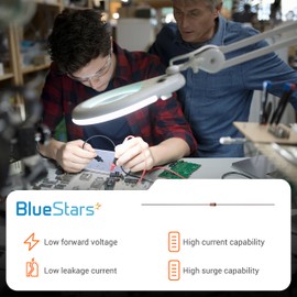 BlueStars 1N34A 1N34 Schottky Barrier Rectifier Blocking Diodes 50mA 65V - 1N34A 1N34 Schottky, DO-35 (DO-204AH) IN34A IN34 Axial 20 amp 45 Volt for TV FM AM Radio Detection - Pack of 50