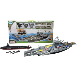 Toy Essentials 16.5" Toy Submarine with Sound Effects and 33" Aircraft Carrier + 18 Jets Combo
