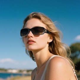 Myiaur Womens Sunglasses Polarized with Fashion Trendy Style - Wrap Around Design and Golden Butterfly Hinges for UV400 Protection