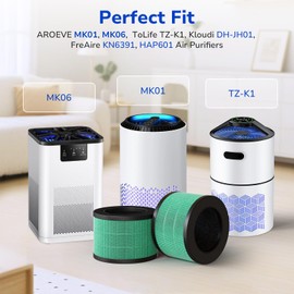 Fil-fresh 2-Pack MK01 & MK06 Replacement Filter, Compatible with AROEVE MK01 & MK06, ToLife TZ-K1, Kloudi DH-JH01 Air Purifier, 4-in-1 H13 True HEPA & Activated Carbon, Pet Dander Version
