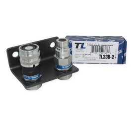 1/2" Hydraulic Quick Connect Coupler Set, Flat Face, 1/2" NPT, ISO 16028, Heavy-Duty Steel, Includes Mounting Bracket, Fits Skid Steer Bobcat Attachments - TL23B-2