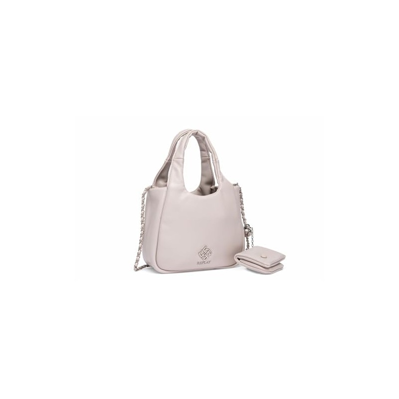 Replay Women's Shoulder Bag with Chain Detail, Lt Grey 020