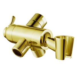 Shower Diverter Valve with Handshower Mount, G1/2 Brass Shower Arm Diverter 3 Way Bathroom Universal Shower System Replacement for Handheld Shower and Fixed Shower Head, Polisded Gold