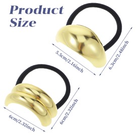 Pack of 3 Hair Bobbles Gold Metal Hair Bobbles Ponytail Black Elastic Hair Band Hair Cuff Hair Accessory for Women Girls Thick Thin Curly