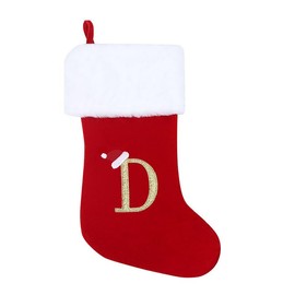 Bemuiz 20 Inches Monogram Christmas Stockings, Red Velvet with White Super Soft Plush Cuff Large Stocking Decorations for Fireplace Hanging and Family Xmas Holiday Party