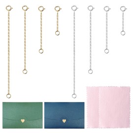XMNIVATE 8 Extension Chains, 2 Small Envelopes, 2 Polishing Cloths, Adjustable Extension Chains, Jewelry Tail Chains, DIY Bracelets, Necklace Extension Chains, Jewelry Accessories
