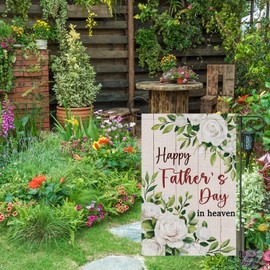 Wodison Happy Fathers Day Garden Flag Floral Rose Double Sided Burlap 12x18 inches For Porch Lawn Yard Outdoor and Home Decor