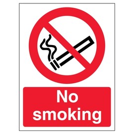 V Safety No Smoking - Portrait 100 x 150 mm - 3mm Aluminium Composite Safety Sign