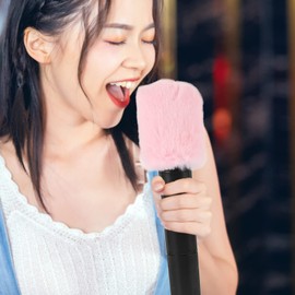 Vaguelly Microphone Cover Furry Windscreen Muffs Mic Windshield Compatible with Mk4 Mk8 Microphone Protective Cap Windscreen Cover Windjammer Deadcat for Home Ktv Pink