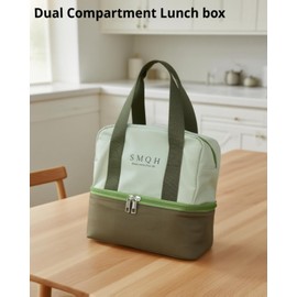 Erizhaltic Lunch Bag, Lunch box for Women Men, Dual Compartment Insulated Lunch bag, Reusable Lunch Box for Office, Outcoor, Avocado Green