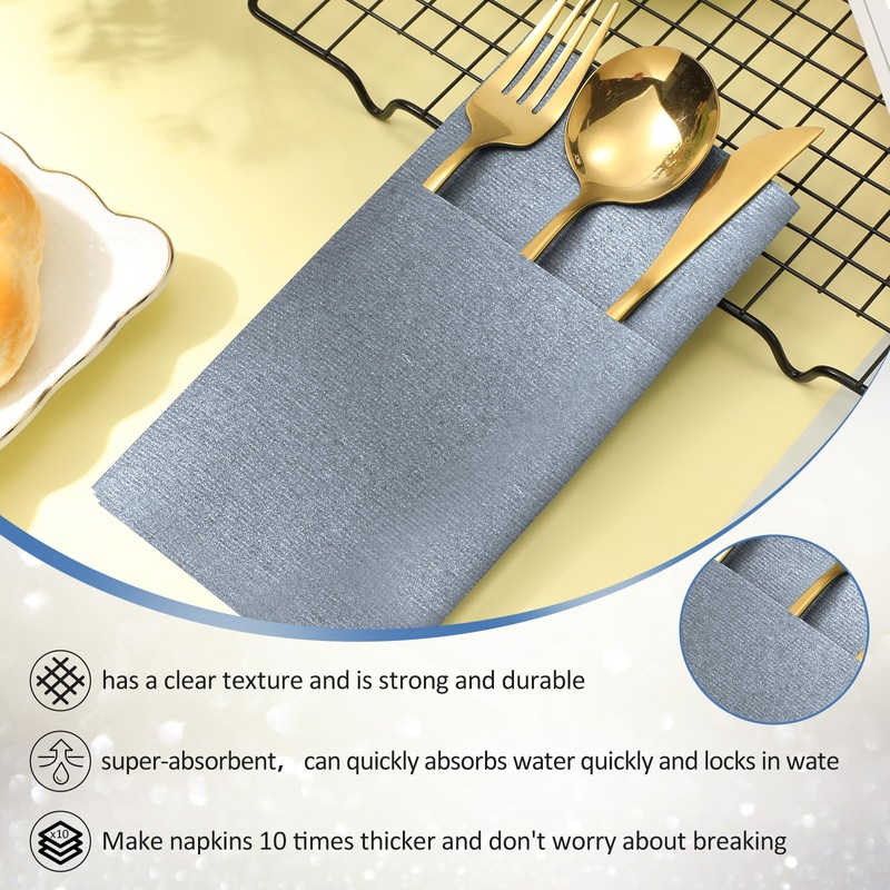 Seajan 35 Pieces Pocket Napkins, Linen Feel Napkins, Disposable Airlaid