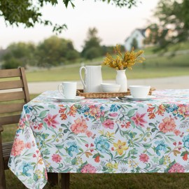 Benson Mills Spillproof Spring/Summer Durable Heavyweight Fabric Indoor Outdoor Tablecloth, Washable Table Cloth for Rectangle Tables, Picnic/Patio Table Covers (60" x 84" Rectangular, Jillian)