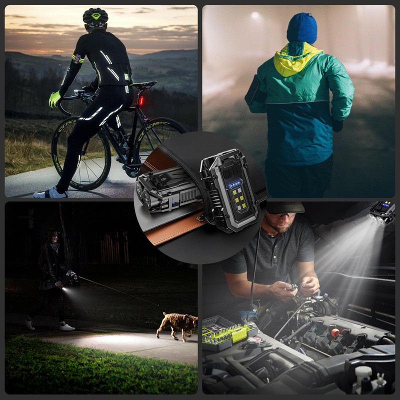 Vefhby Clip on Flashlight, 8 Modes Running Light for Runners