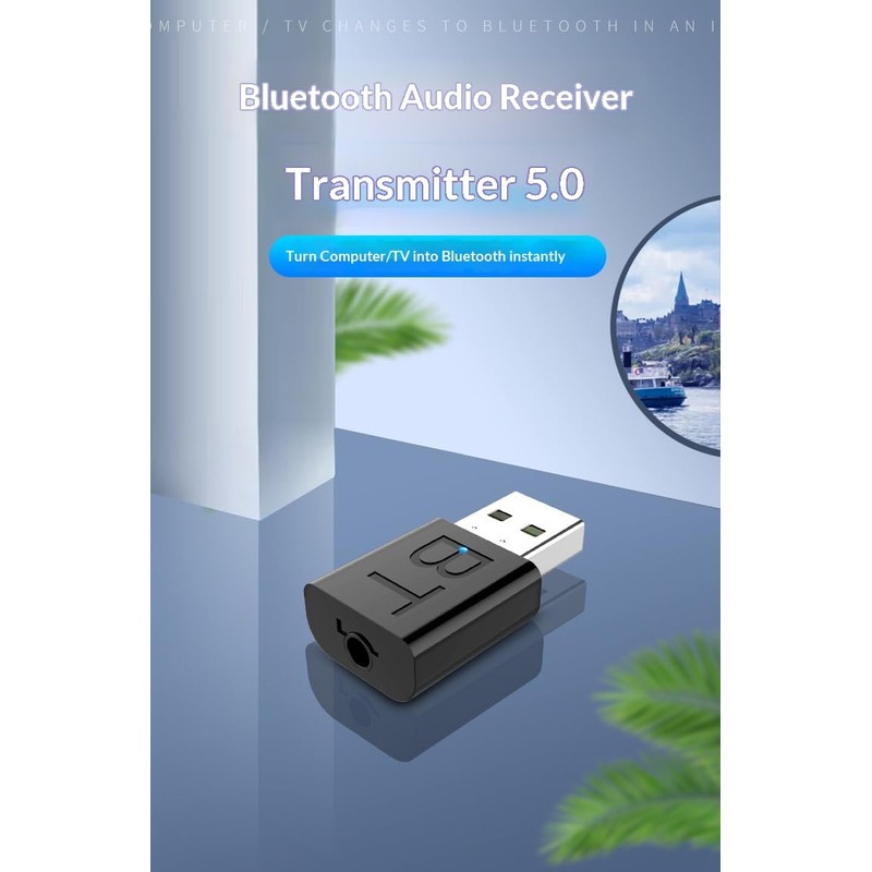 2-in-1 Bluetooth 5.0 USB & 3.5mm AUX Audio Adapter -