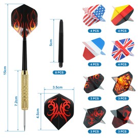 GWHOLE 12 Pcs Tip Darts with National Flag Flights, Extra 16 Flights and 12 Shafts Included