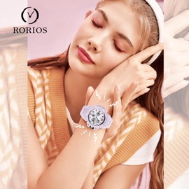 RORIOS Men's Women's Watch Unisex Digital Quartz Watches Multifunction Wrist Watches for Ladies Boys Waterproof Sports Watch with Alarm Timer, purple, Strap.