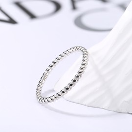 Milacolato 925 Sterling Silver Ring for Women Girls, 18K White Gold Plated Sterling Silver Twist Band Rings, 1.5mm Thin Wedding Engagement Promise Finger Ring Size P 1/2