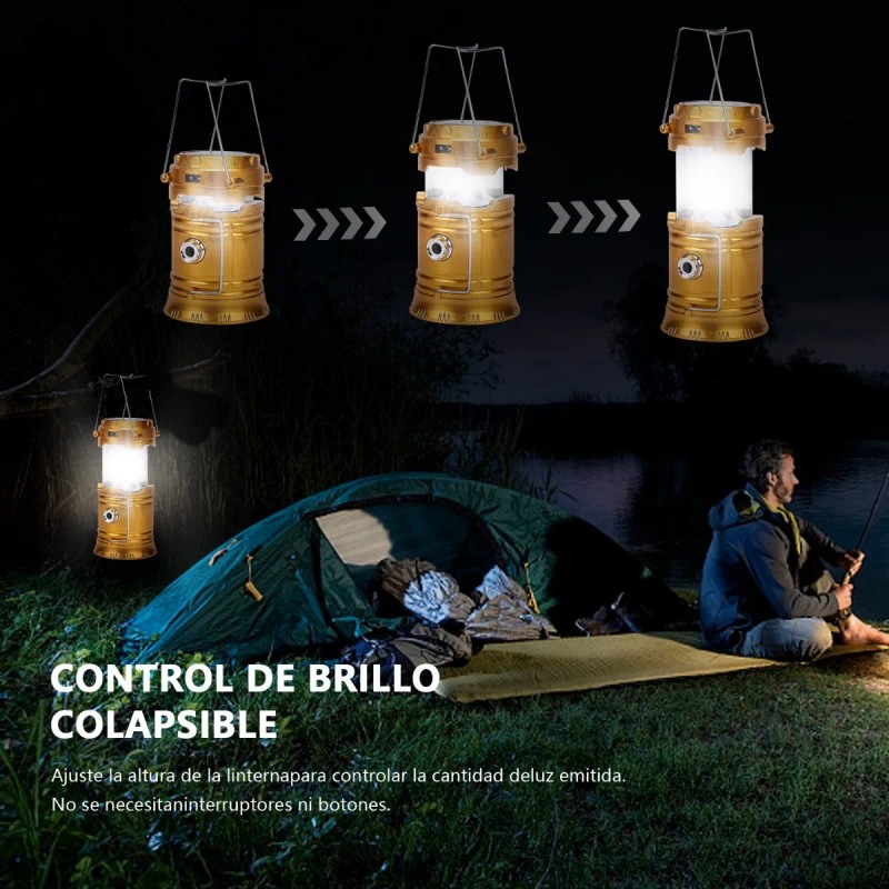 Lámpara Recargable Solar Linterna Camping Led - para Acampar