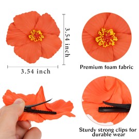 ACO-UINT Hawaiian Flower Hair Clips for Women 8 Pack Hibiscus Flower Alligator Clips Women's Tropical Plumeria Hair Clips Summer Vocation Beach Party Wedding Hair Accessories