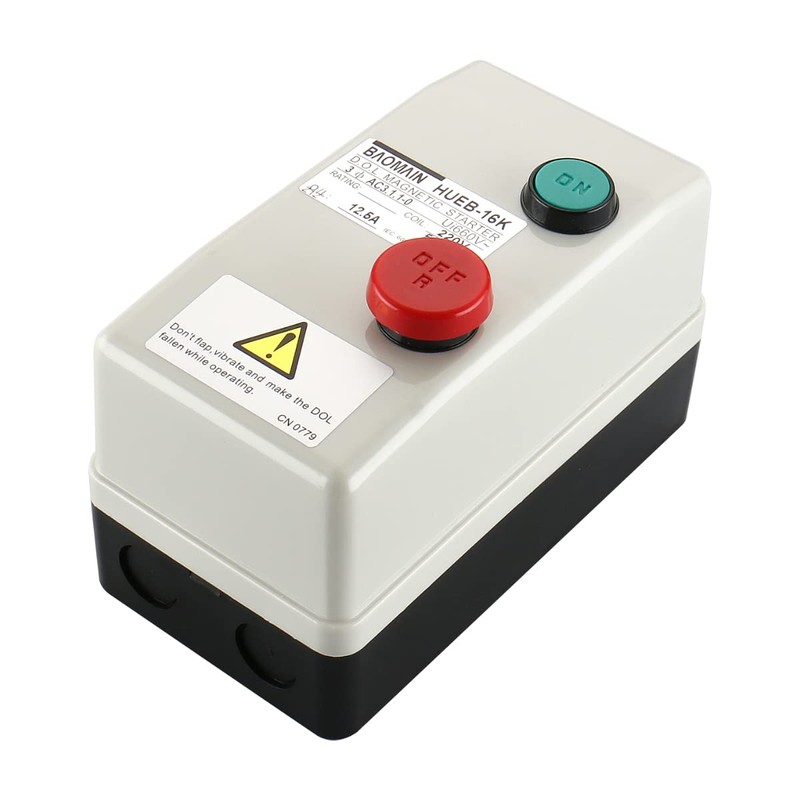 Baomain Magnetic Starter HUEB-16K AC 220V Coil 8.5A-10A-12.5A, 3-Pole Push