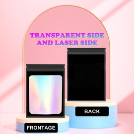 100 Pieces Holographic Bags, Self Sealing Mylar Bags, Aluminium Foil Bonded Bags, Resealable Sample Bags for Food Storage (10.5 x 15 cm)