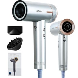 Hair Dryer, Quick Fast Drying 160000 RPM High Speed Ionic Blow Dryer, 2 Speeds & 4 Temps Hair Dryers with HD Display, Low Noise Hair Dryer with Magnetic Nozzle & Diffuser for Home Travel Salon