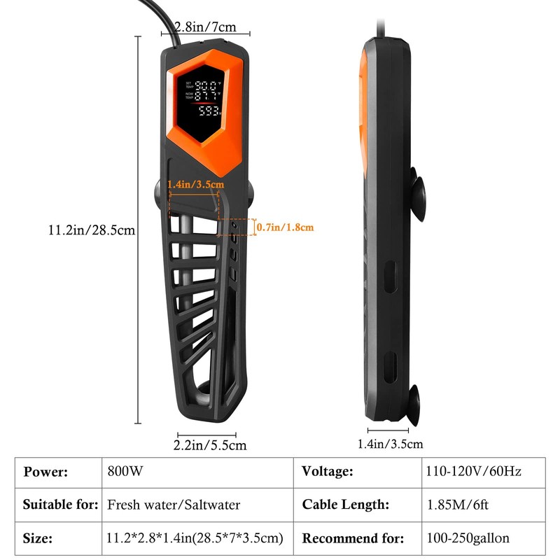HITOP 800W Titanium Aquarium Heater - with External Controller Submersible